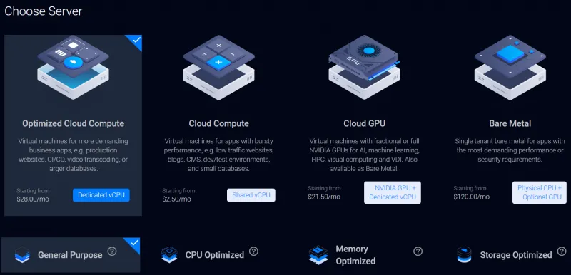 벌쳐(vultr) 서버 종류